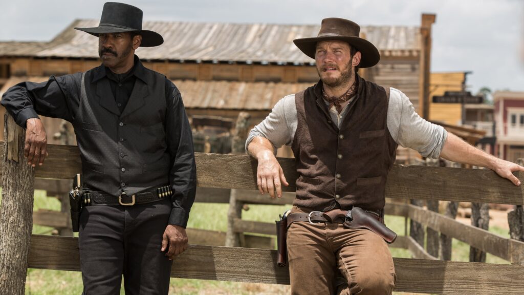 Denzel Washington e Chris Pratt nun fotograma da película
